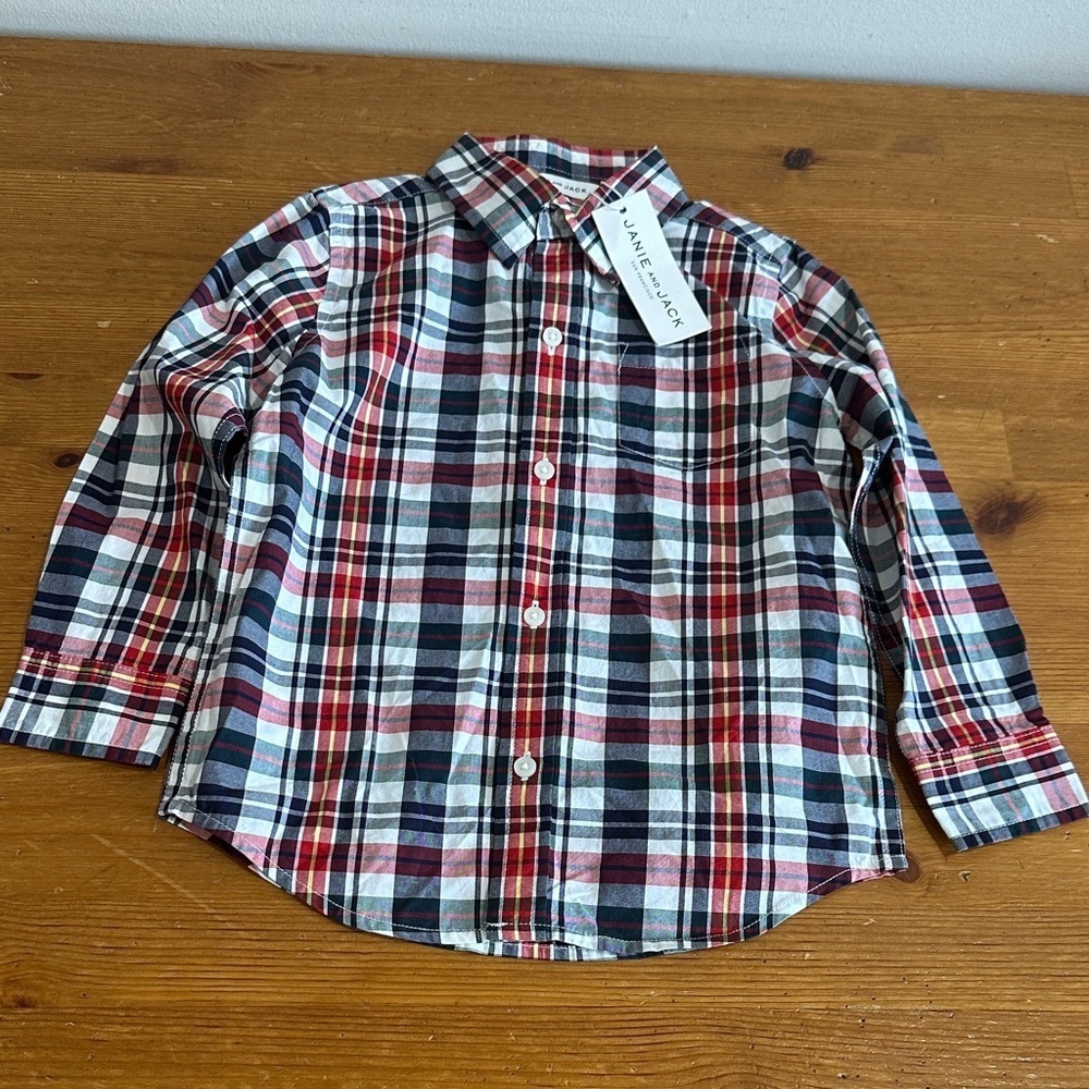 Janie and Jack Red and Blue Plaid Shirt